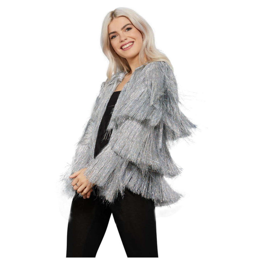 Silver Tinsel Festival Jacket Adult Festival Costume Accessory 1