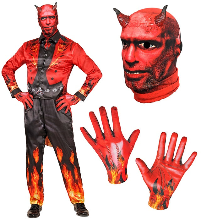 Devil Fast Costume  Jacket, Pants, Gloves, Mask With Horns 