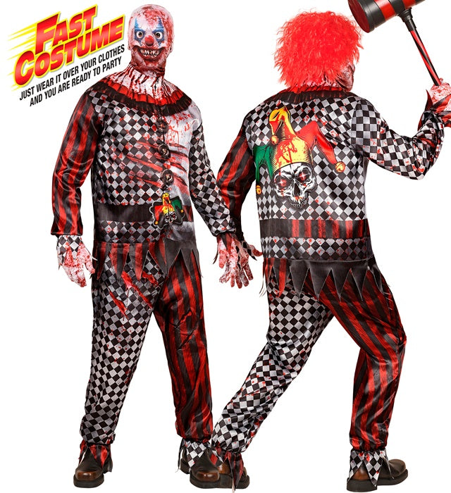 Evil Clown Fast Costume  Jacket, Pants, Gloves, Mask 