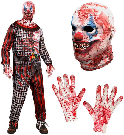 Evil Clown Fast Costume  Jacket, Pants, Gloves, Mask 