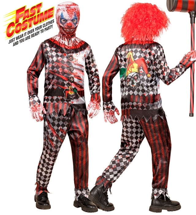 Evil Clown Fast Costume  Jacket, Pants, Gloves, Mask 