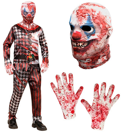 Evil Clown Fast Costume  Jacket, Pants, Gloves, Mask 