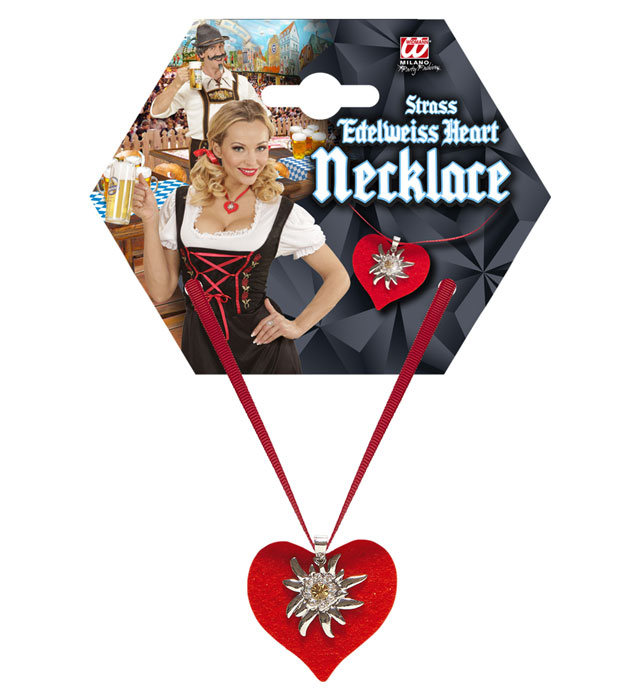Red Heart Ribbon Necklace With Strass Edelweiss
