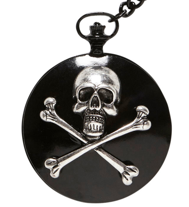 Skull &amp; Cross Bones Pocket Watch With Chain