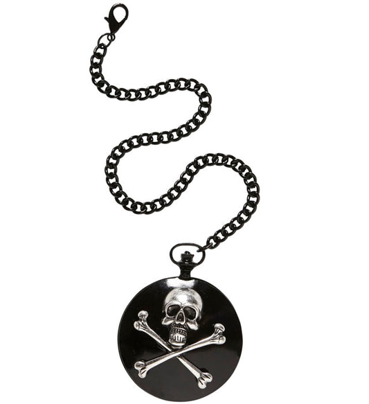 Skull & Cross Bones Pocket Watch With Chain
