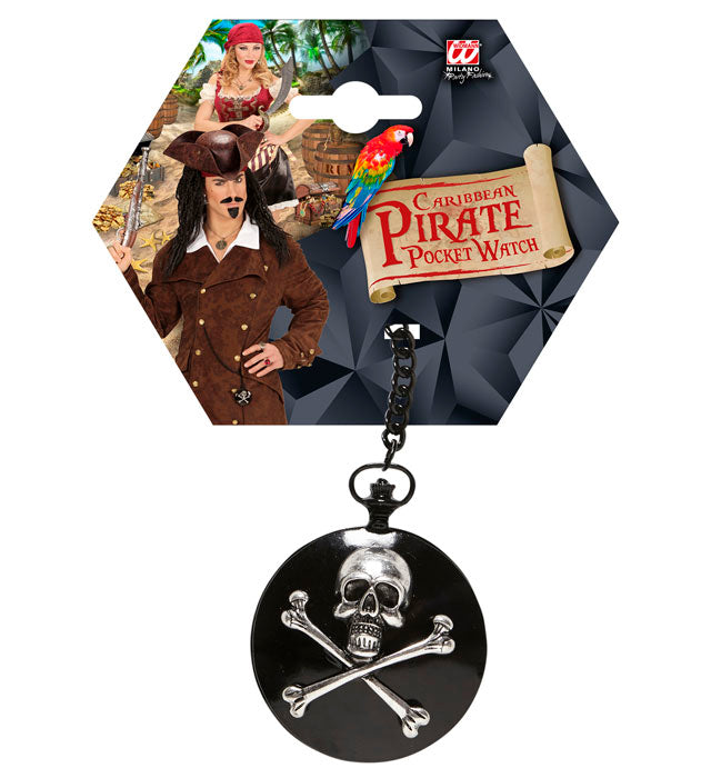 Skull &amp; Cross Bones Pocket Watch With Chain