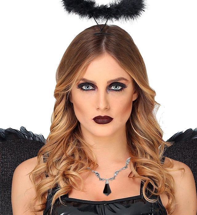 Bat Necklace With Black Gem