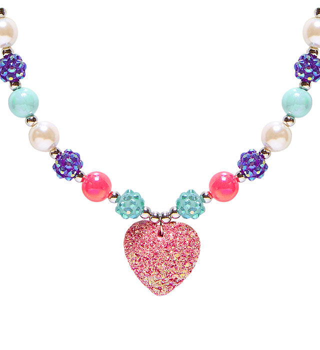 Pink  Heart Beaded Necklace
