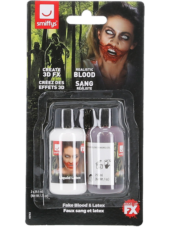 Fake Blood and Latex Kit 2 1oz Bottles SFX Make Up 1