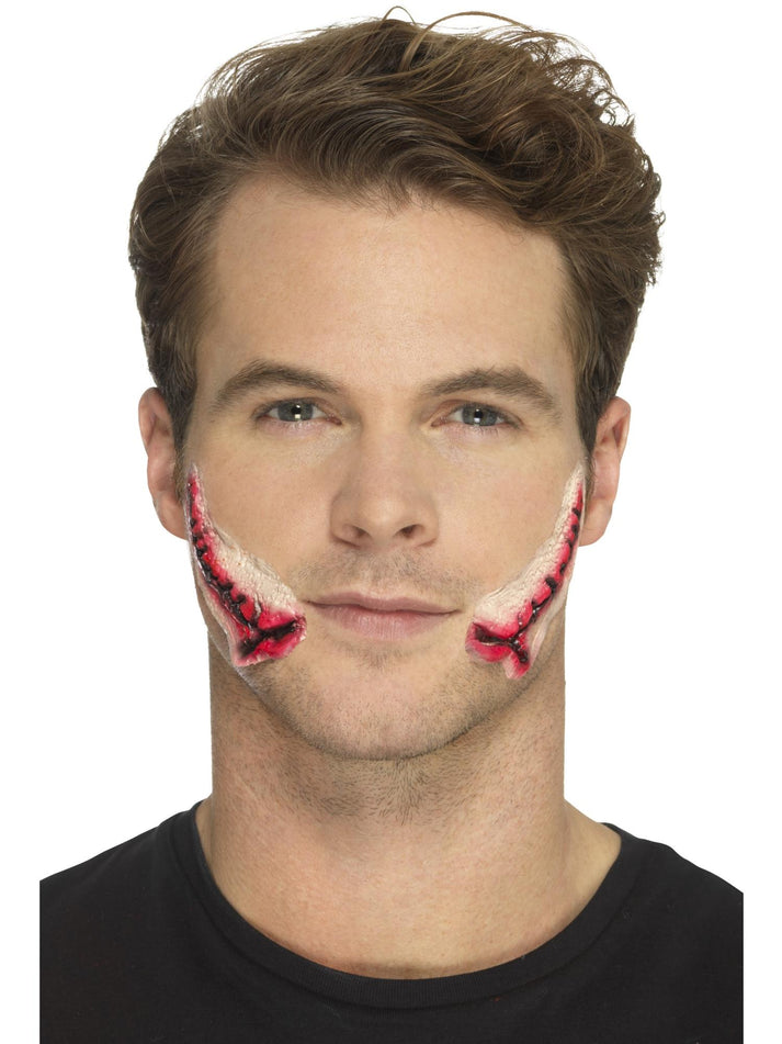 Latex Stitched Smile Prosthetic Adult Flesh Coloured Horror Accessory