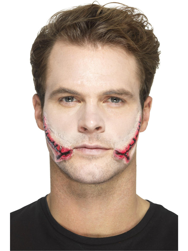 Latex Stitched Smile Prosthetic Adult Flesh Coloured Horror Accessory