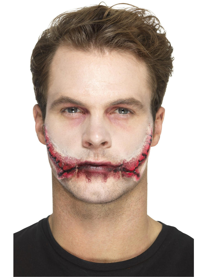 Latex Stitched Smile Prosthetic Adult Flesh Coloured Horror Accessory