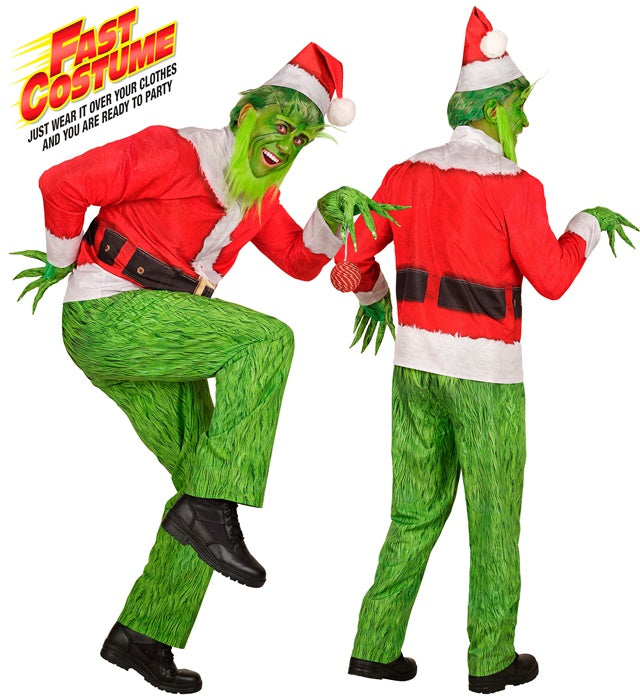 Christmas Monster Fast Costume  Jacket, Pants, Hat, Gloves, Beard, Eyebrows 