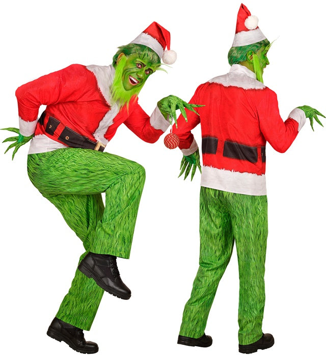Christmas Monster Fast Costume  Jacket, Pants, Hat, Gloves, Beard, Eyebrows 
