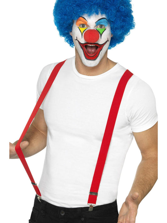 Clown Braces Red Adjustable with Attached Metal Clips Adult Costume Accessory 2