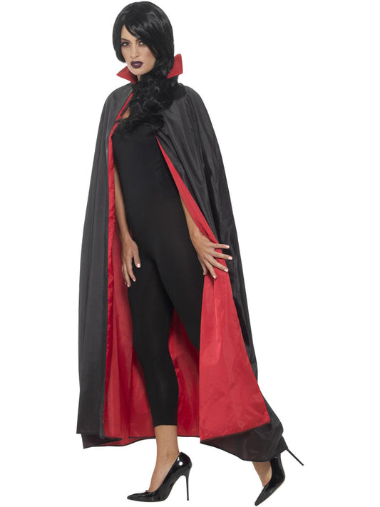 Reversible Vampire Cape Black Red 127cm Adult Costume Accessory 2