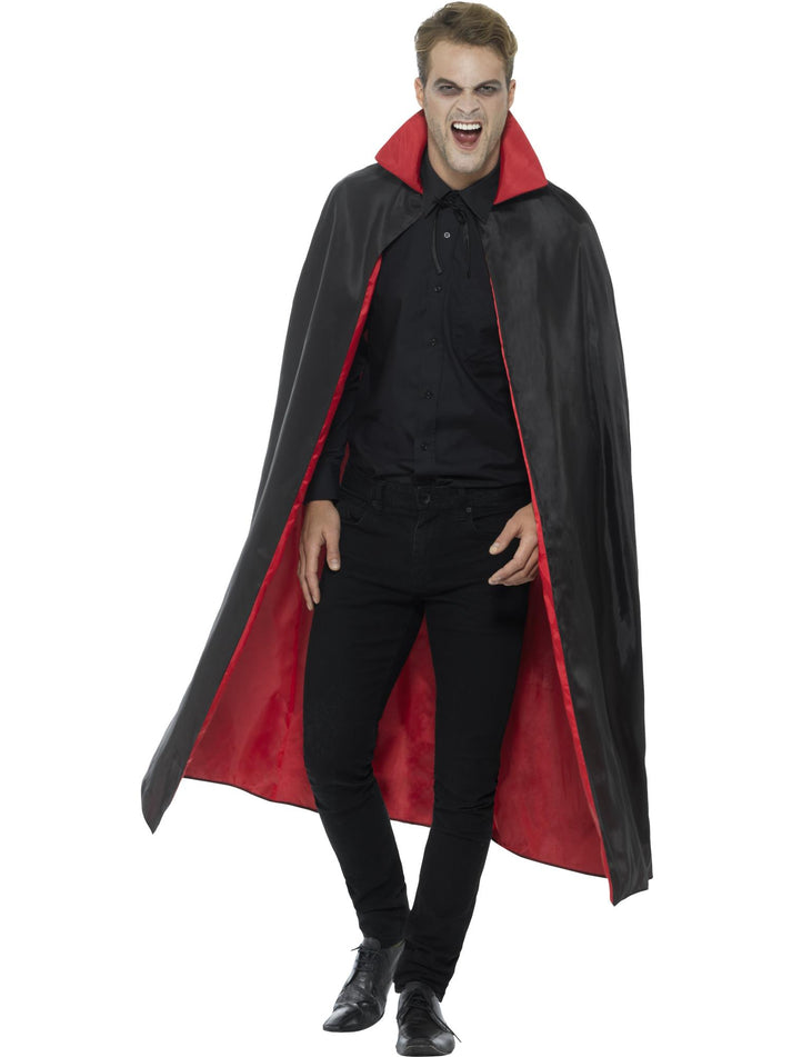 Reversible Vampire Cape Black Red 127cm Adult Costume Accessory 1