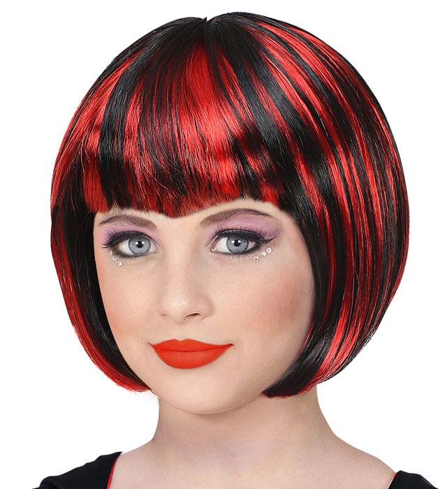 Red & Black Halloween Wig In Polybag