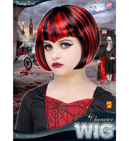 Red & Black Halloween Wig In Polybag