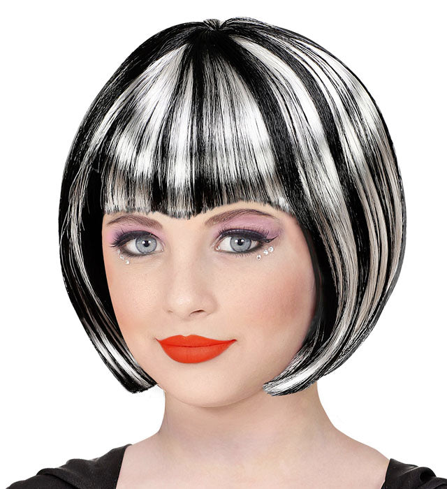 Black & White Halloween Wig In Polybag