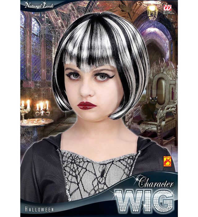 Black & White Halloween Wig In Polybag