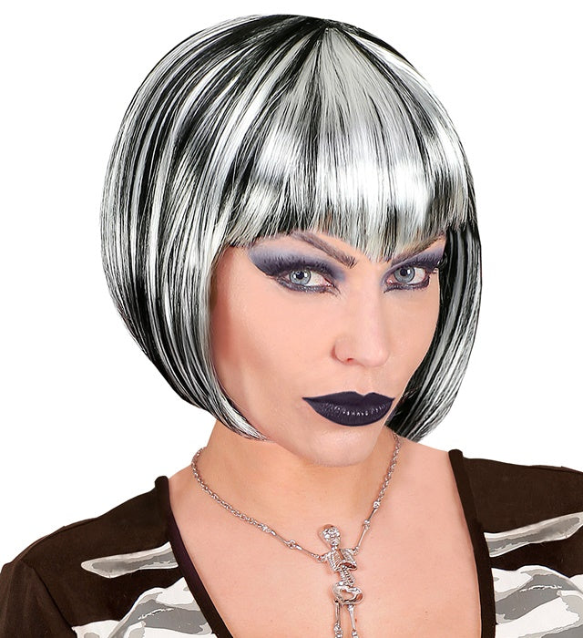 Black & White Halloween Wig In Polybag
