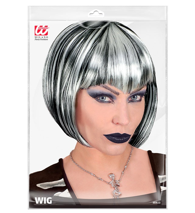 Black & White Halloween Wig In Polybag
