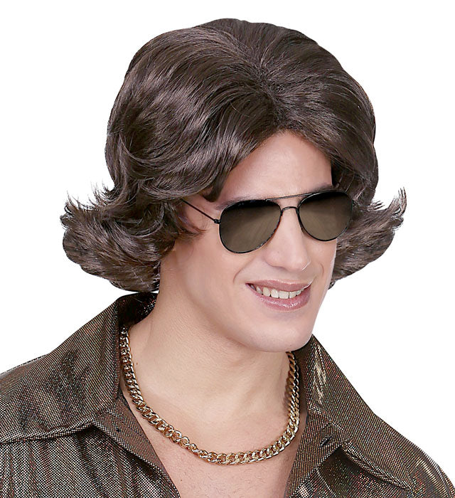 Brown 70S Disco Dude Wig In Box