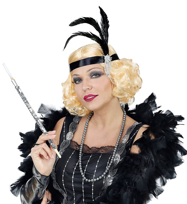 Roaring 20S Wig & Headband With Feathers In Box