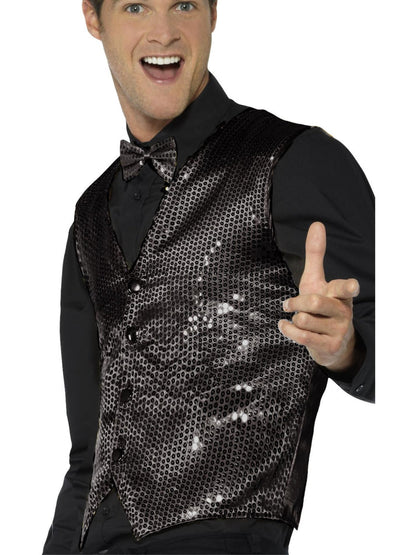 Sequin Waistcoat Black Adult Costume Accessory 2