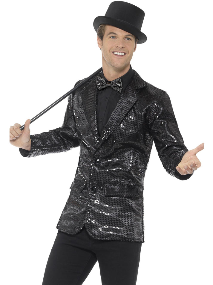 Sequin Jacket Mens Adult Black 1