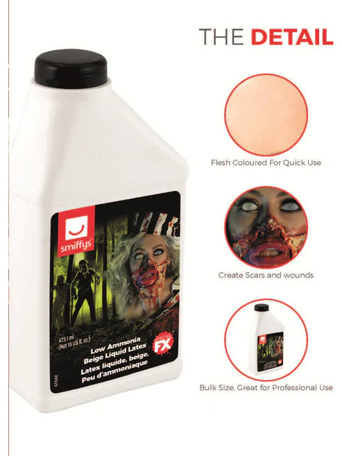 Zombie Liquid Latex Low Ammonia 473ml Flesh Coloured Make Up Base