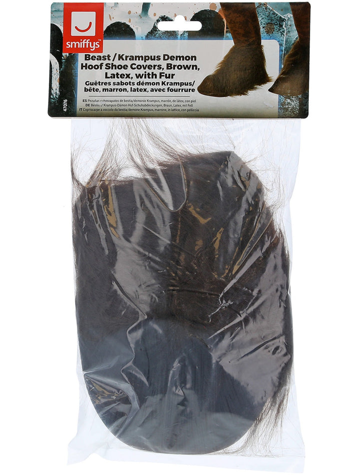 Beast Krampus Demon Hoof Shoe Covers Adult Brown Latex with Fur 2