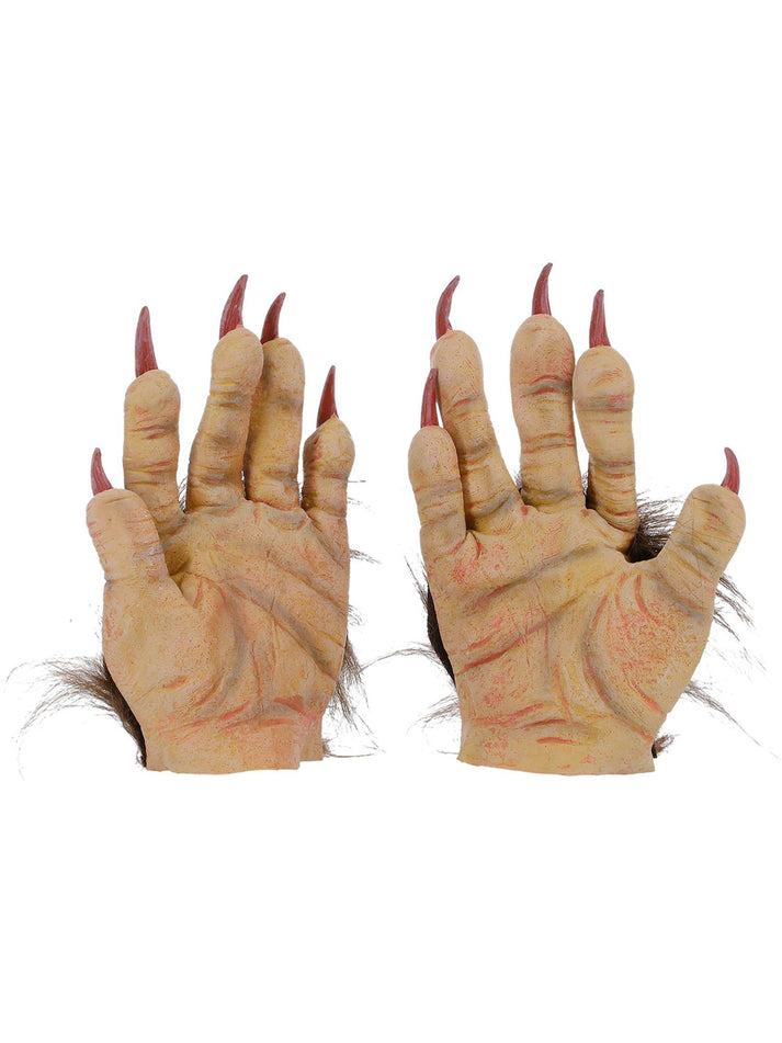 Beast Krampus Demon Gloves Adult Brown Latex With Imitation Fur Costume Accessory