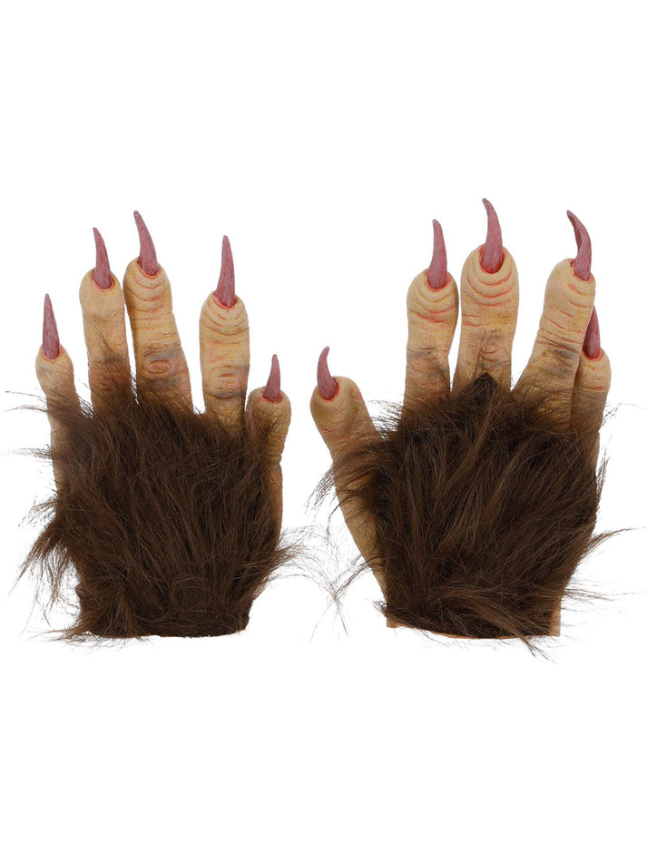Beast Krampus Demon Gloves Adult Brown Latex With Imitation Fur Costume Accessory
