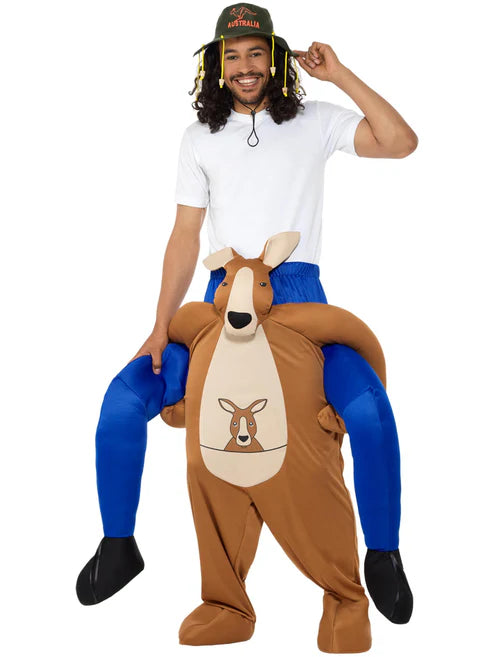 Piggyback Kangaroo Costume Brown One Piece Suit & Mock Legs