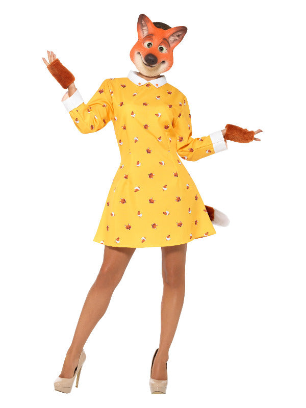Lady Fox Costume Yellow Fantastic Miss Womens Dress Gloves Mask 1