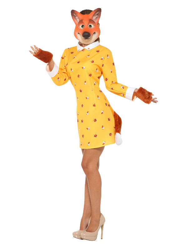 Lady Fox Costume Yellow Fantastic Miss Womens Dress Gloves Mask 2