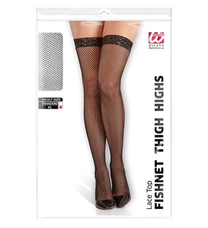 Black Lace Top Fishnet Thigh Highs
