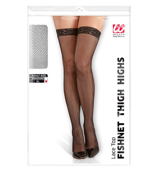 Black Lace Top Fishnet Thigh Highs