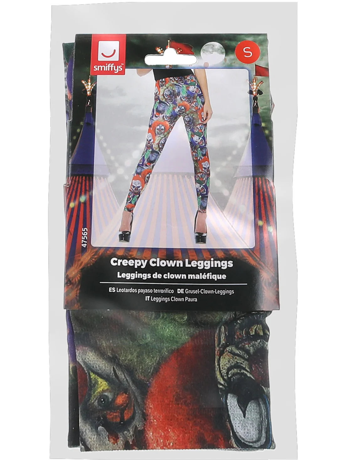 Creepy Clown Adult Multi Coloured Leggings Halloween Costume Accessory 2