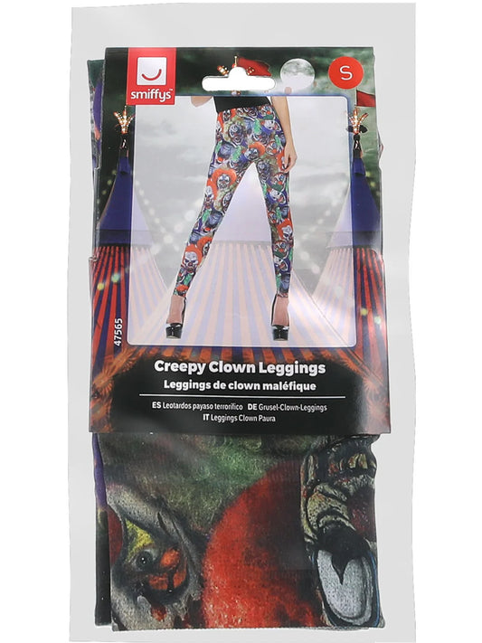 Creepy Clown Adult Multi Coloured Leggings Halloween Costume Accessory 2