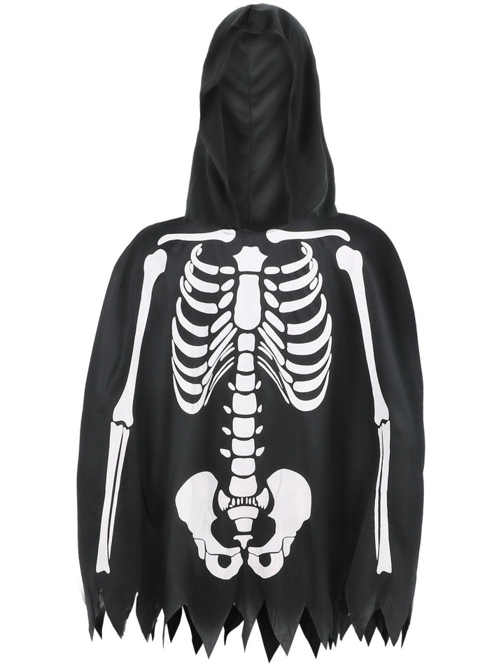 Skeleton Kit Unisex Adult Black Hooded Poncho and Fingerless Gloves 3