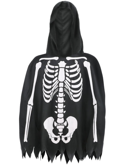 Skeleton Kit Unisex Adult Black Hooded Poncho and Fingerless Gloves 3
