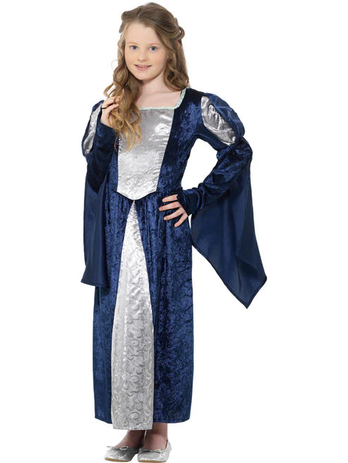 Medieval Maid Girl Costume Blue Marion Princess