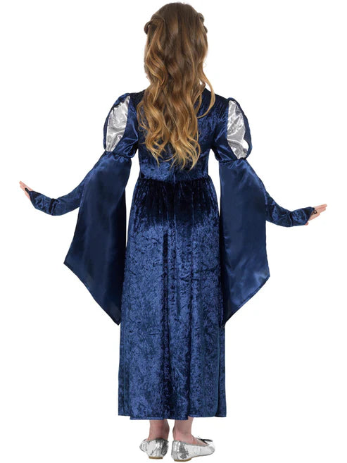 Medieval Maid Girl Costume Blue Marion Princess