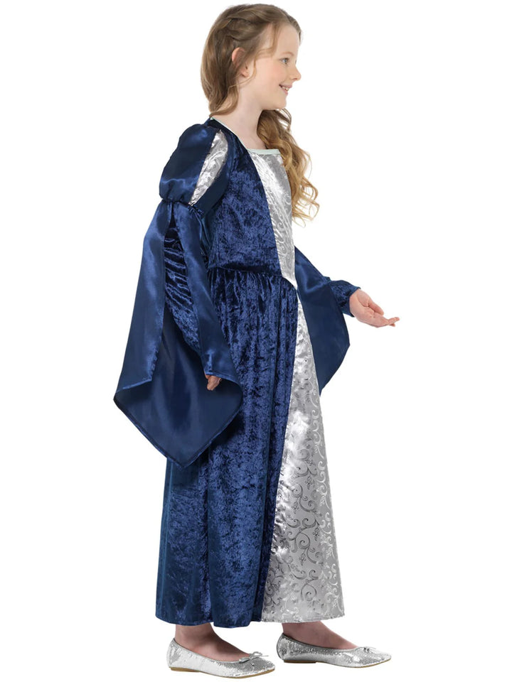 Medieval Maid Girl Costume Blue Marion Princess