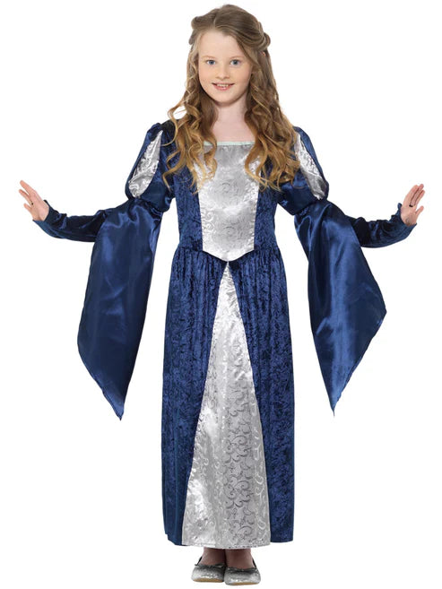 Medieval Maid Girl Costume Blue Marion Princess 1
