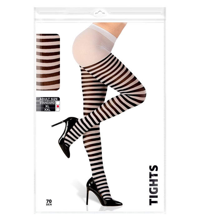 Black-White Striped Pantyhose 70 Den