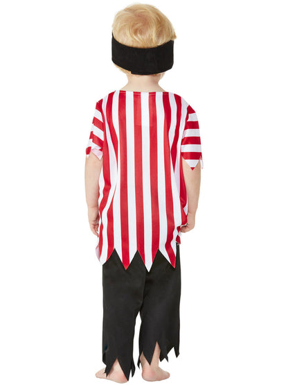 Toddler Jolly Pirate Costume Striped Top Black Trousers Bandana 3